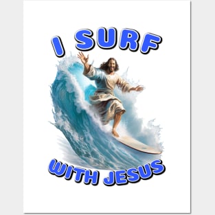 Jesus surfing Posters and Art